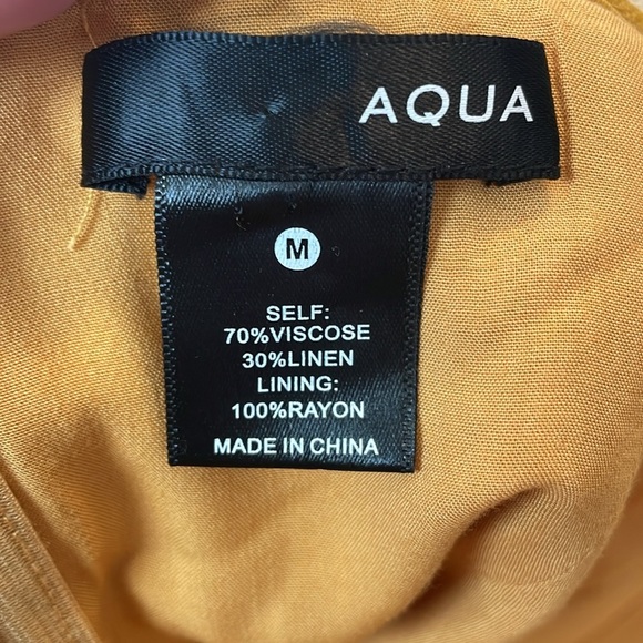 AQUA Bloomingdales Strapless Mustard Keyhole Tie Front Jumpsuit Medium - Picture 5 of 7